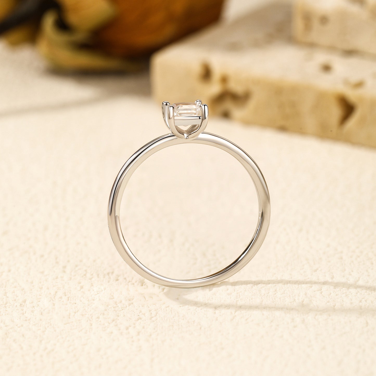Simple Modern Sterling Silver Moissanite Ring