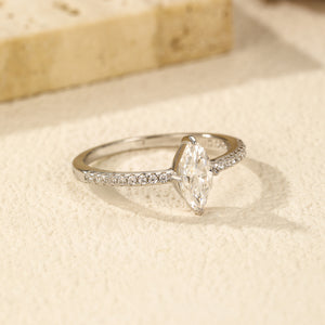 Rhombic Sterling Silver Moissanite Ring