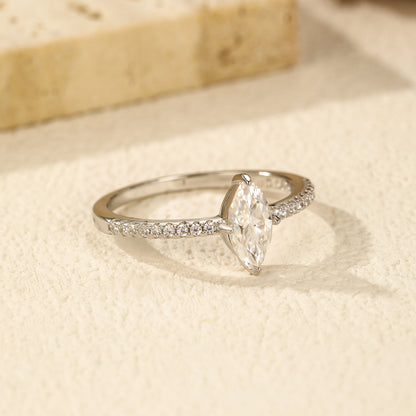 Rhombic Sterling Silver Moissanite Ring