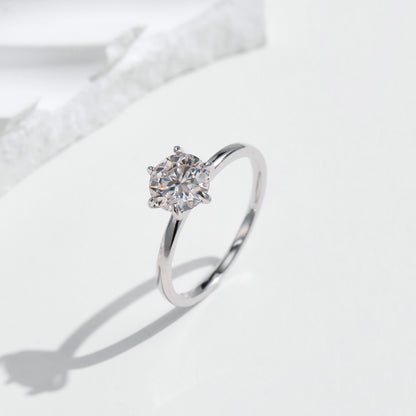 Classic 1 Carat Sterling Silver Moissanite Ring