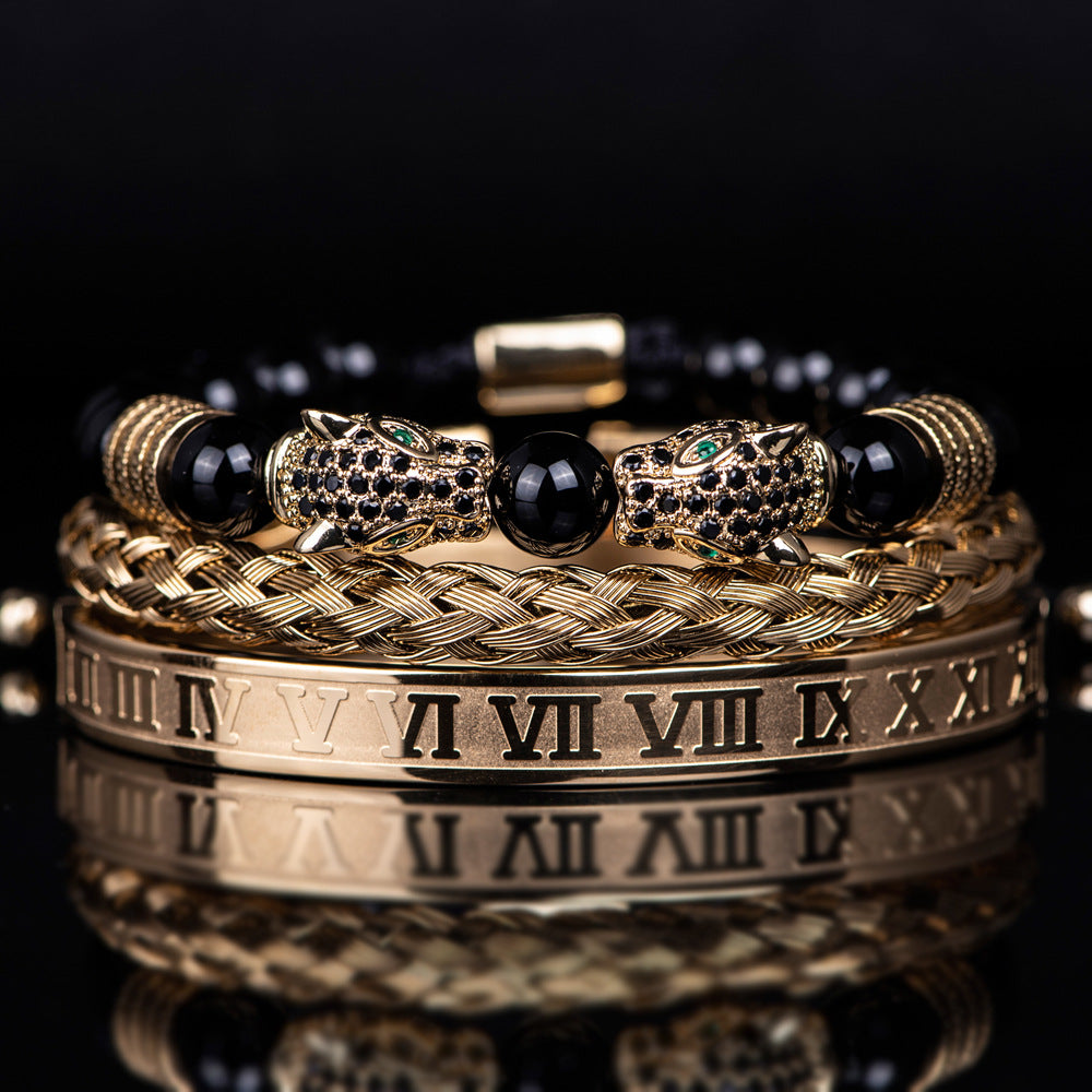 Leopard Head Combination Woven Bracelet