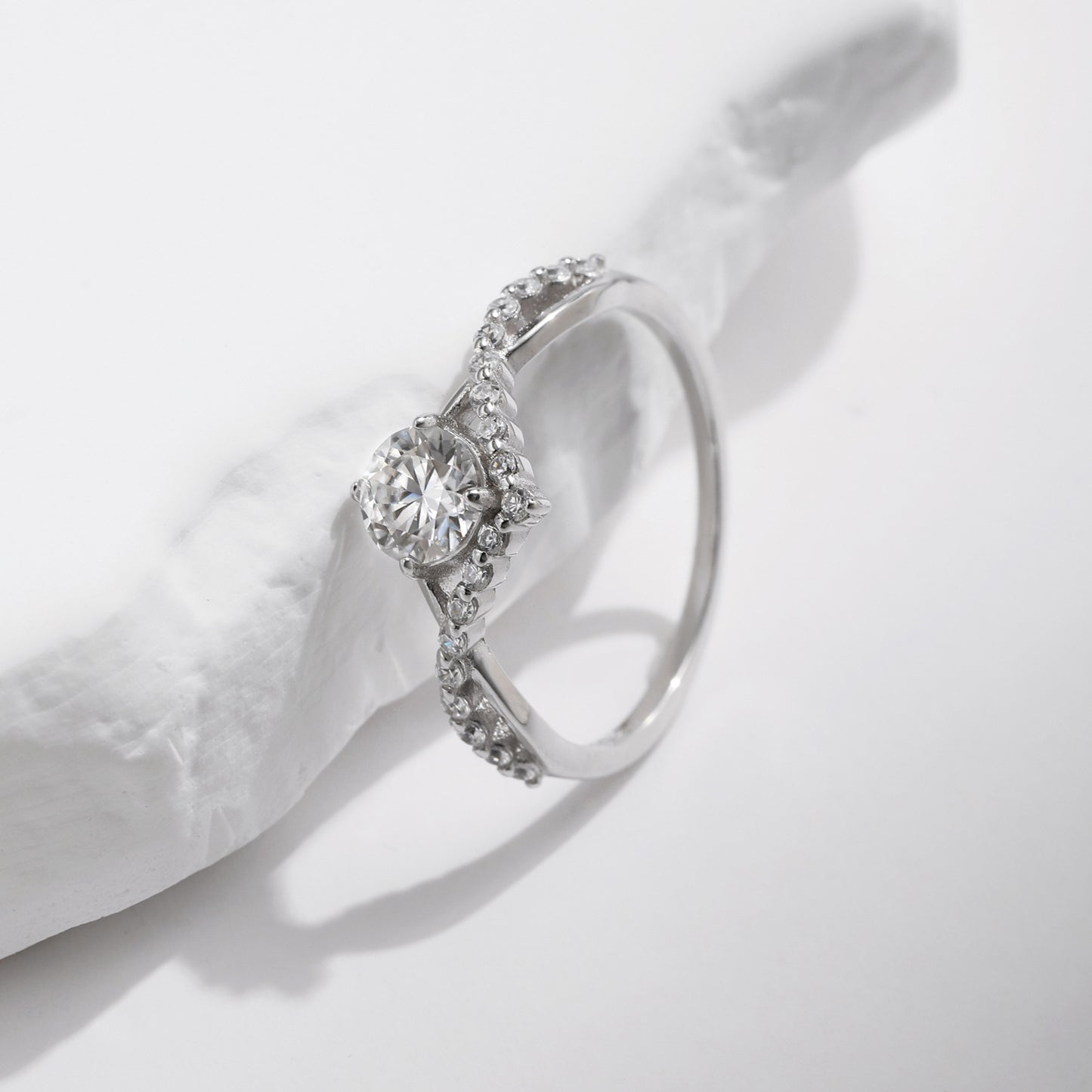 Crown Sterling Silver Moissanite Ring