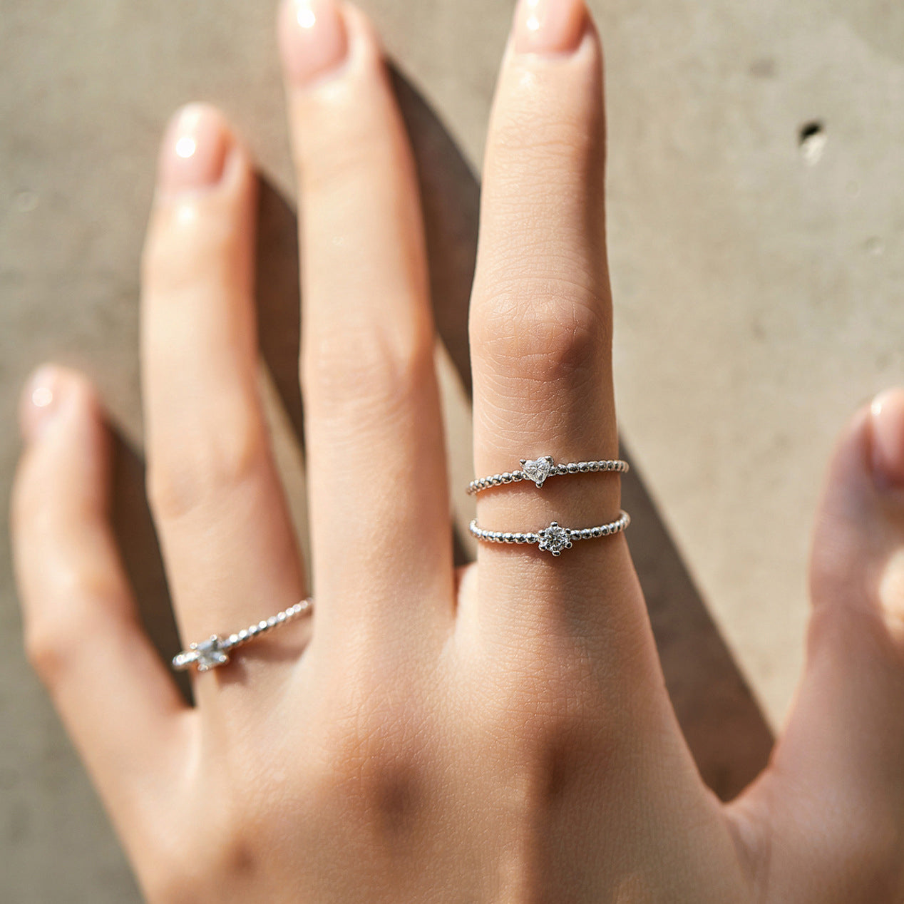 Sterling Silver Heart Moissanite Ring