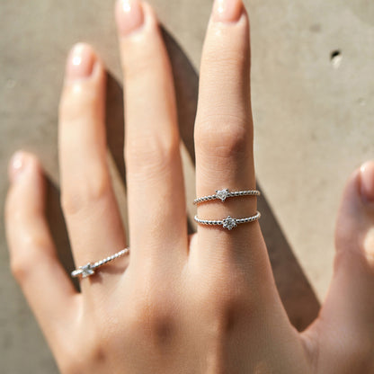 Sterling Silver Heart Moissanite Ring