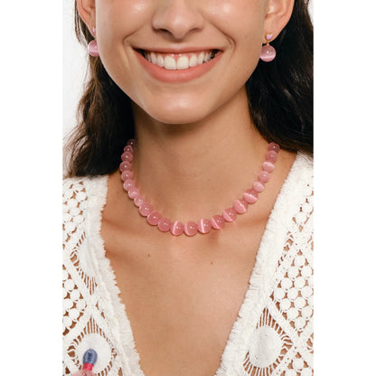 Peach Pink Cat's Eye Necklace