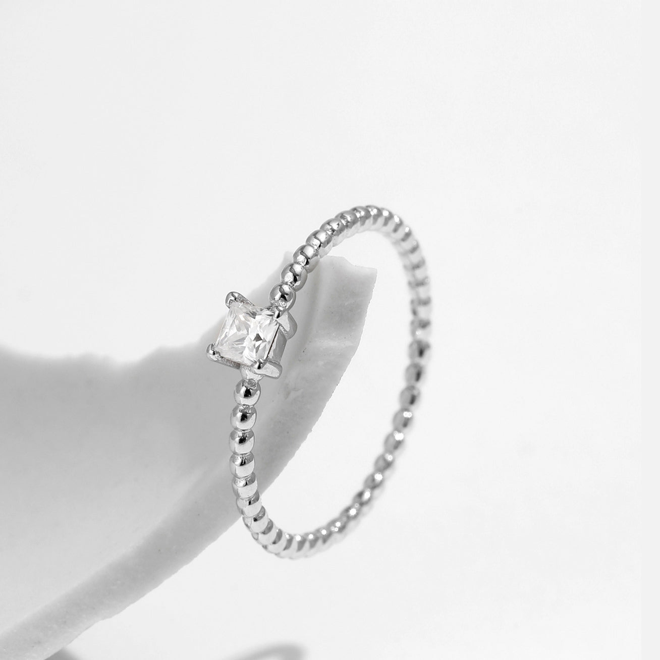 Sterling Silver Heart Moissanite Ring