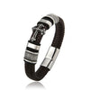 Metal Leather Bracelet - Brown
