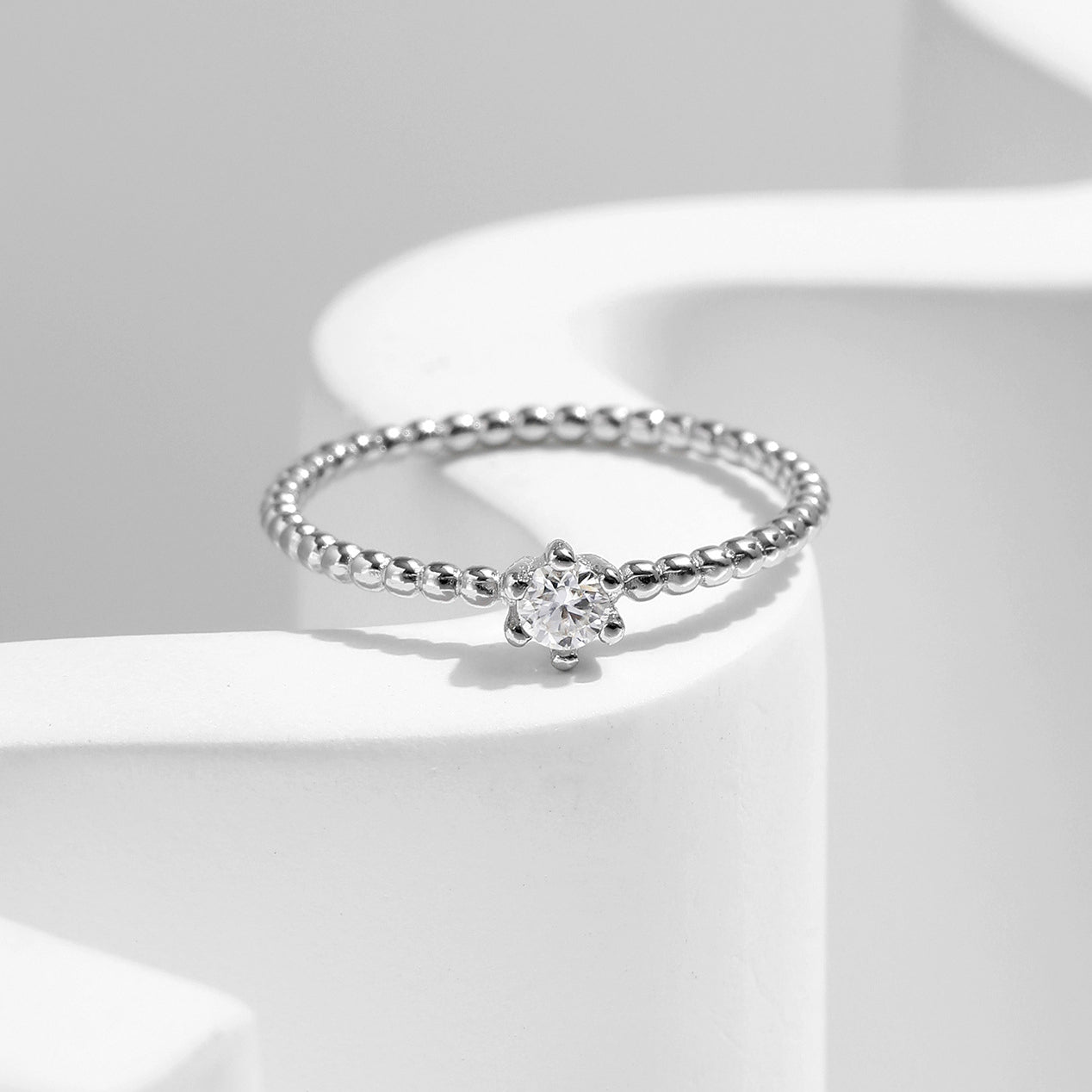 Sterling Silver Heart Moissanite Ring