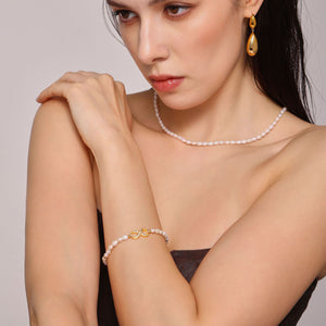 Baroque Natural Pearl and Diamond Bracelet