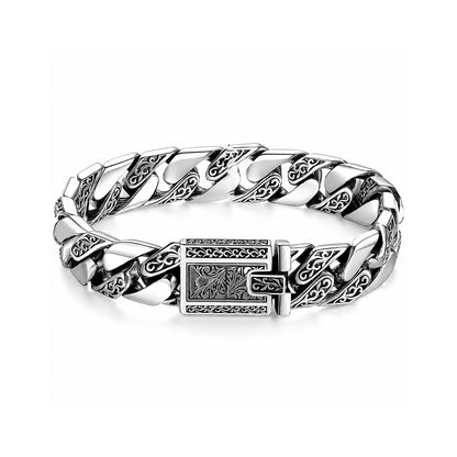 Sterling Silver Engraved Cuban Bracelet