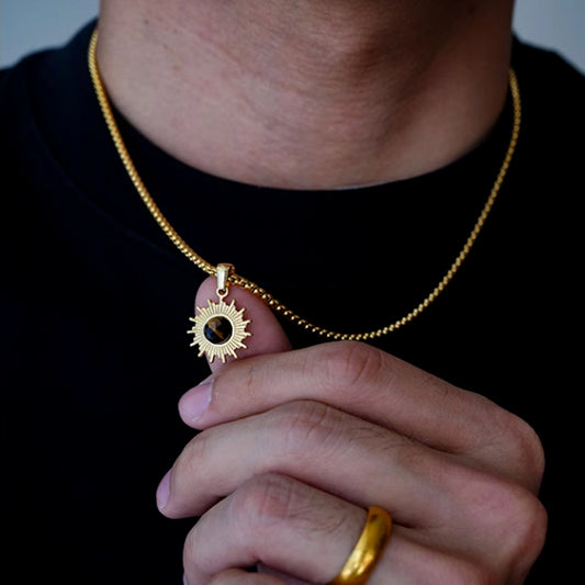 Sunflower Cat's Eye Pendant Necklace