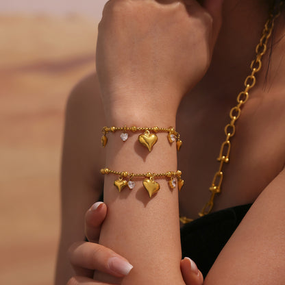 Heart-Shaped Zirconia Pendant Bracelet