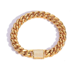 Electroplated 18K Gold Diamond Cuban Bracelet