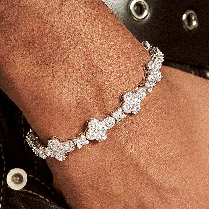 Cross Flower Hip Hop Zircon Bracelet