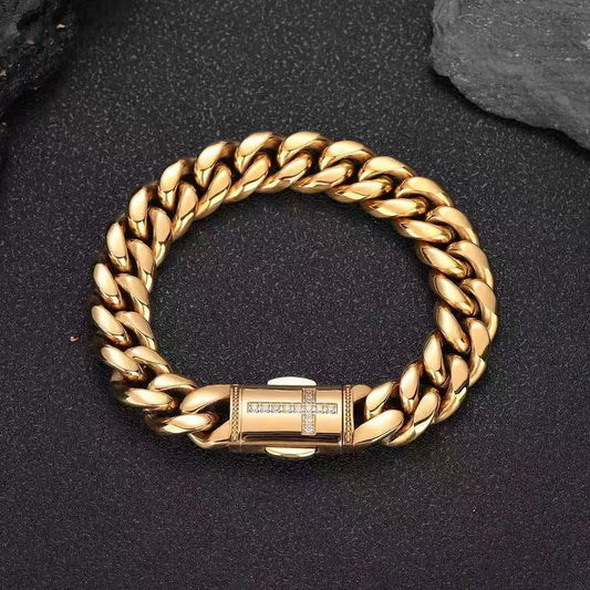 Diamond Cross Cuban Bracelet