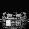 Leopard Head Combination Woven Bracelet - Silver + White Diamond