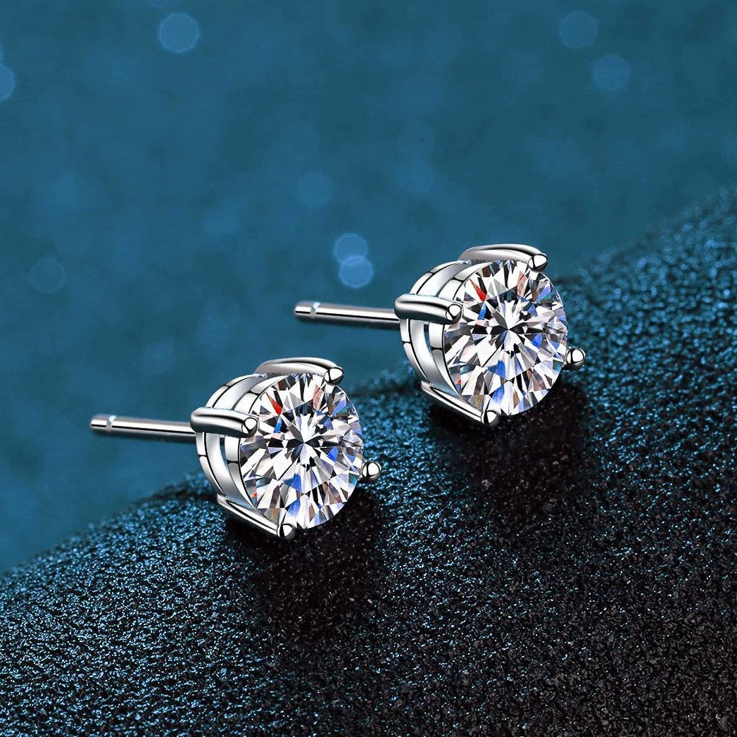 Sterling Silver Moissanite Stud Earrings