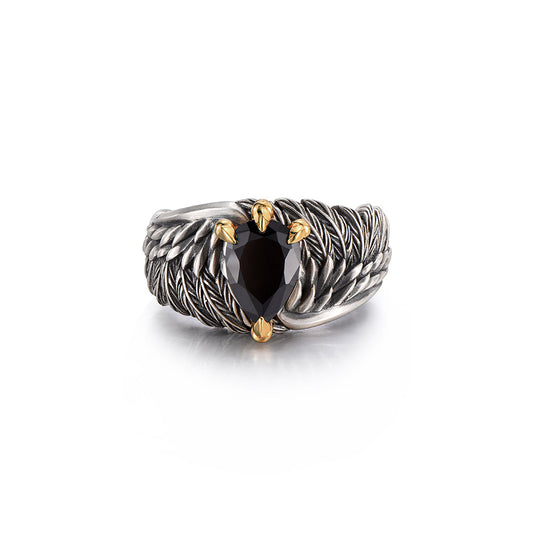 Vintage Black Onyx Eagle Wing Ring