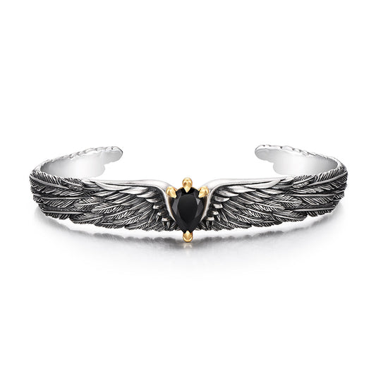 Vintage Black Onyx Eagle Wing Bracelet