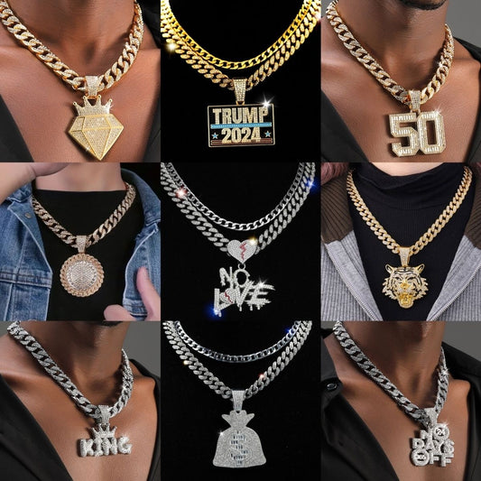 Zircon Cuban Link Pendant Set