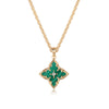 14K Gold Four-Leaf Clover Necklace - Malachite