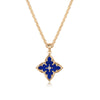 14K Gold Four-Leaf Clover Necklace - Starry Blue (Lapis Lazuli)