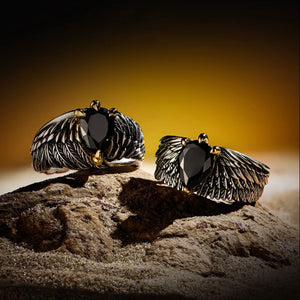 Vintage Black Onyx Eagle Wing Ring