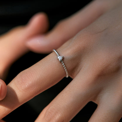 Sterling Silver Heart Moissanite Ring