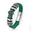 Metal Leather Bracelet - Green