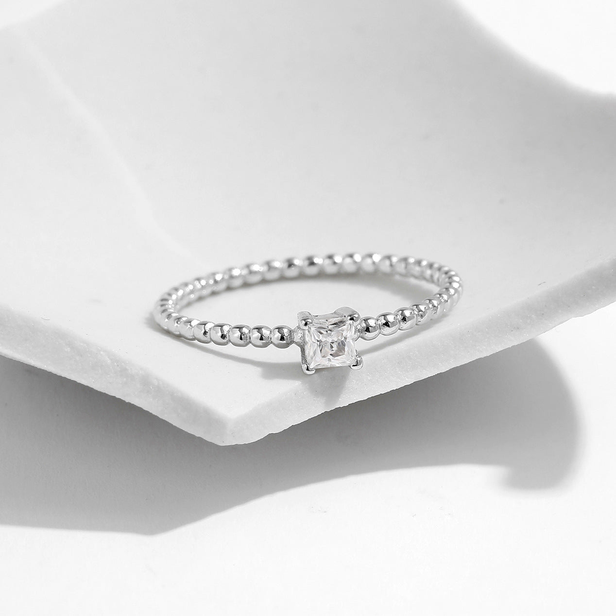 Sterling Silver Heart Moissanite Ring