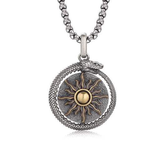 Vintage Coiled Snake Celestial Necklace