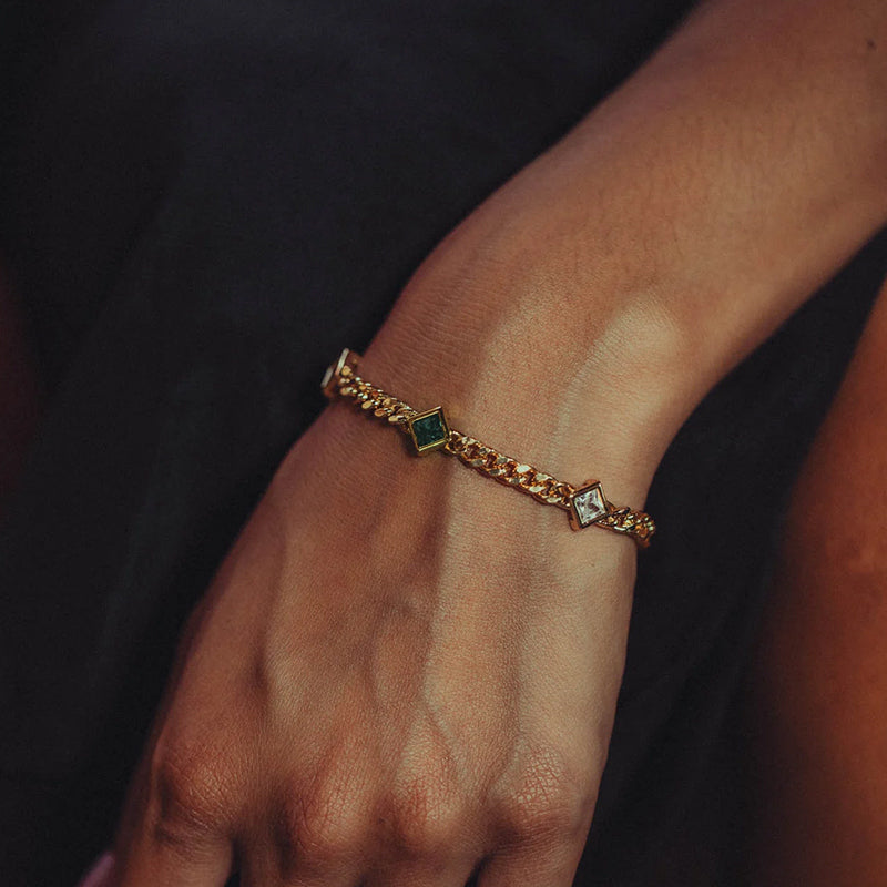 Green Zircon Cuban Chain