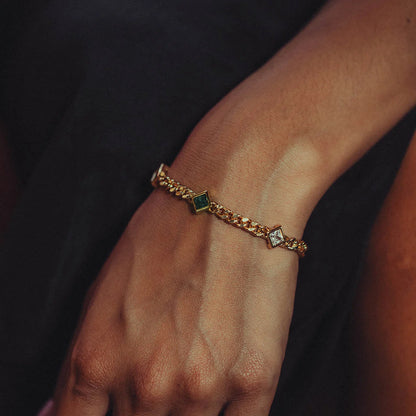 Green Zircon Cuban Chain