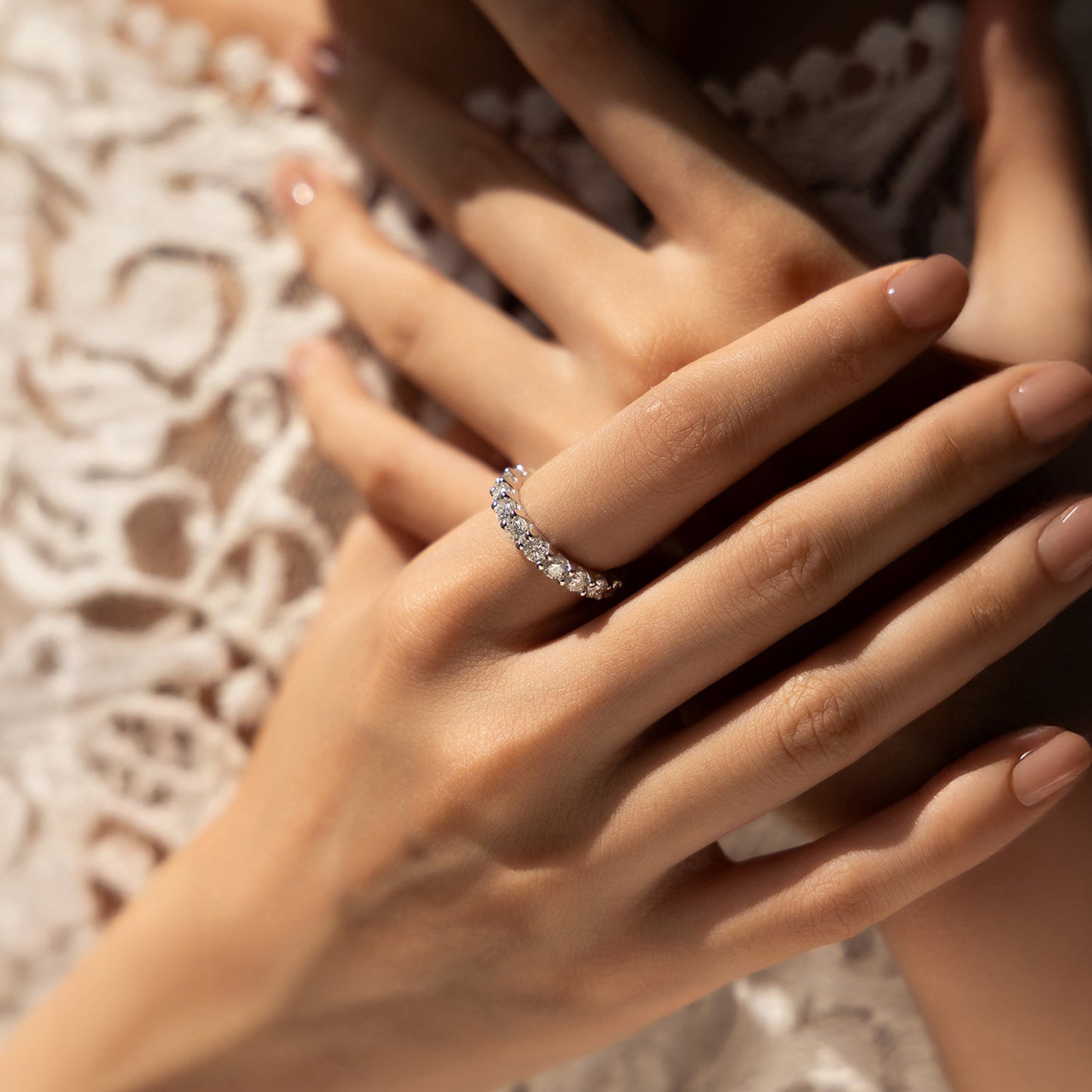 Full Diamond Sterling Silver Moissanite Ring