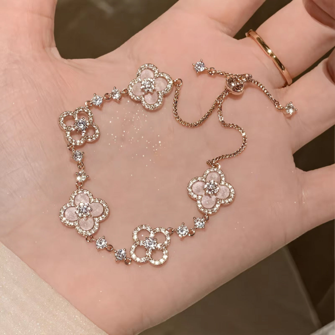 Mother-Of-Pearl Four-Leaf Clover Bracelet