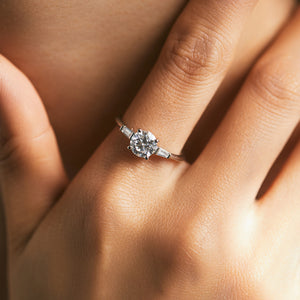1 Carat Modern Sterling Silver Moissanite Ring