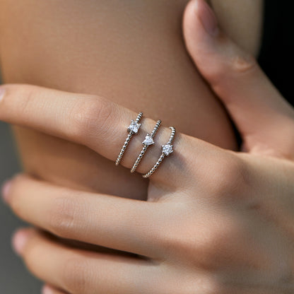 Sterling Silver Heart Moissanite Ring