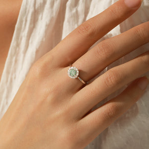 Halo Sterling Silver Moissanite Ring