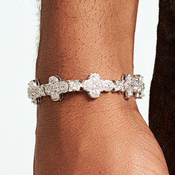 Cross Flower Hip Hop Zircon Bracelet