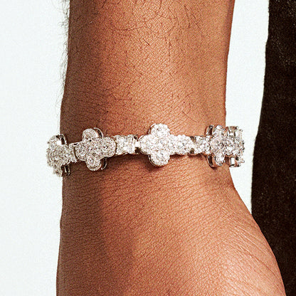 Cross Flower Hip Hop Zircon Bracelet
