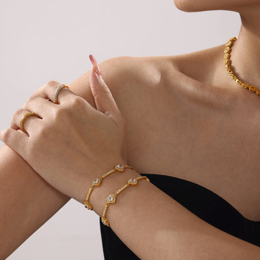 18k Gold Heart Diamond Bracelet