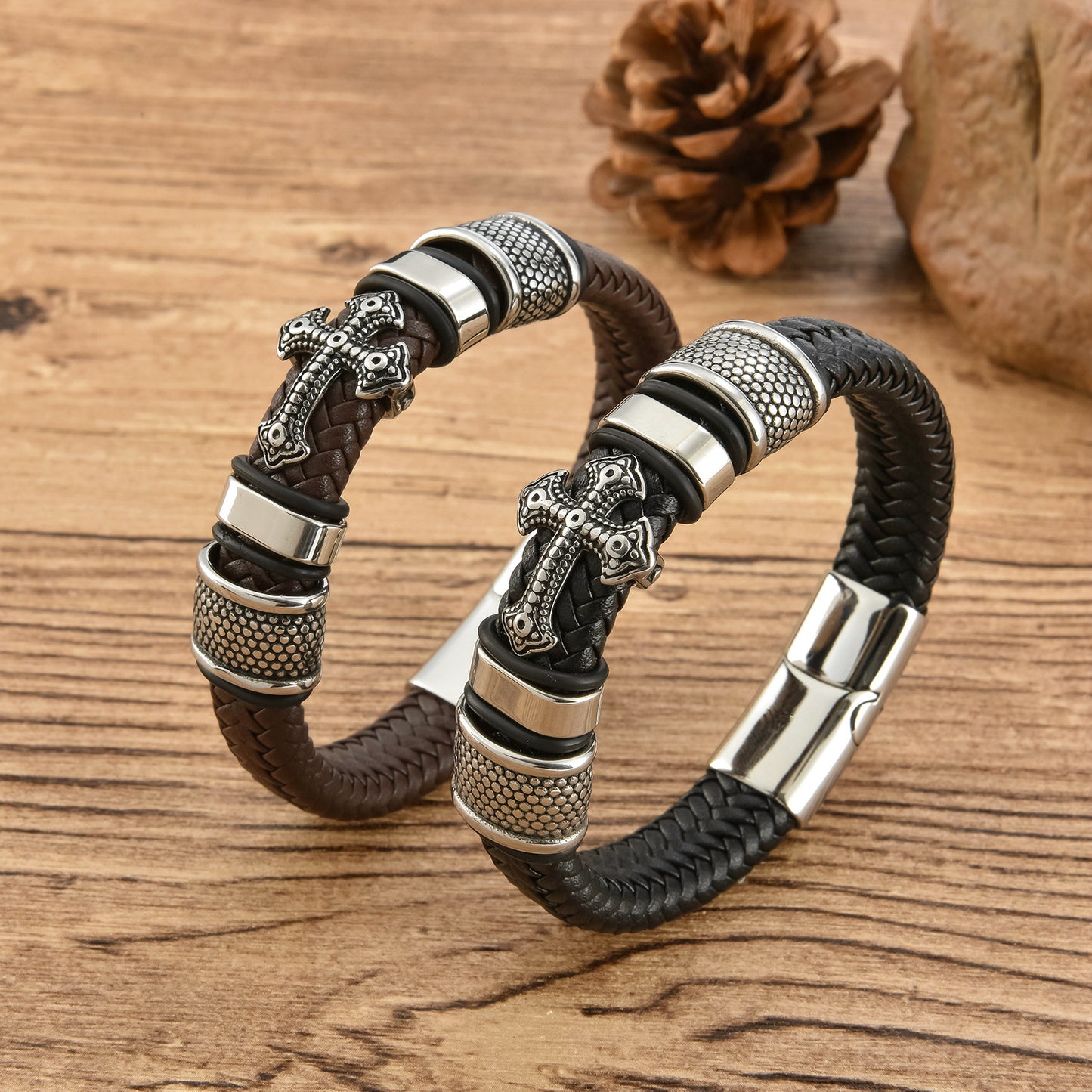 Metal Leather Bracelet