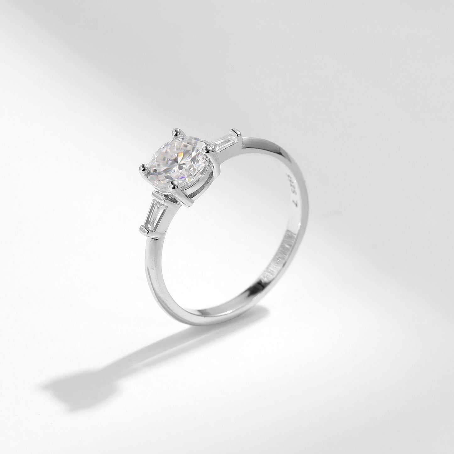 1 Carat Modern Sterling Silver Moissanite Ring