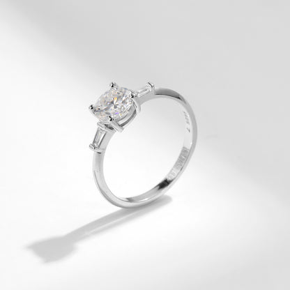 1 Carat Modern Sterling Silver Moissanite Ring