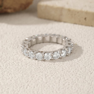 Full Diamond Sterling Silver Moissanite Ring
