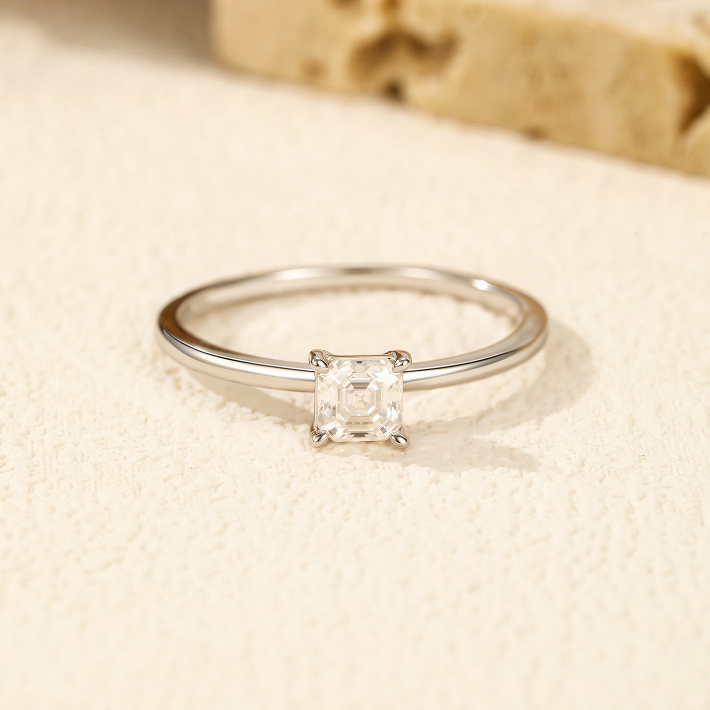 Simple Modern Sterling Silver Moissanite Ring
