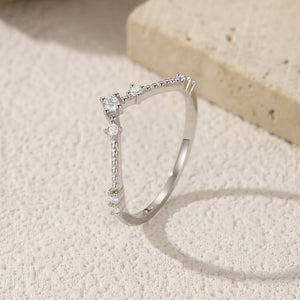 V-Shaped Sterling Silver Moissanite Ring