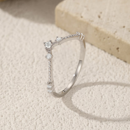 V-Shaped Sterling Silver Moissanite Ring