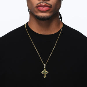 Green Diamond Cross Necklace