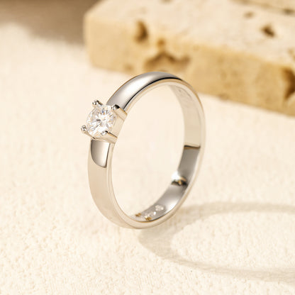 Classic Sterling Silver Moissanite Ring